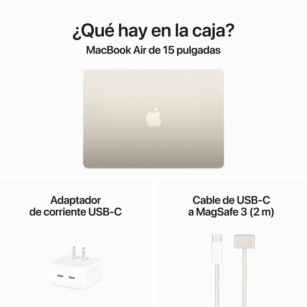 MacBook Air de 15 pulgadas: Chip M3 de Apple con CPU de 8 núcleos y GPU de 10 núcleos, 256 GB SSD - Blanco estrella - Image 9