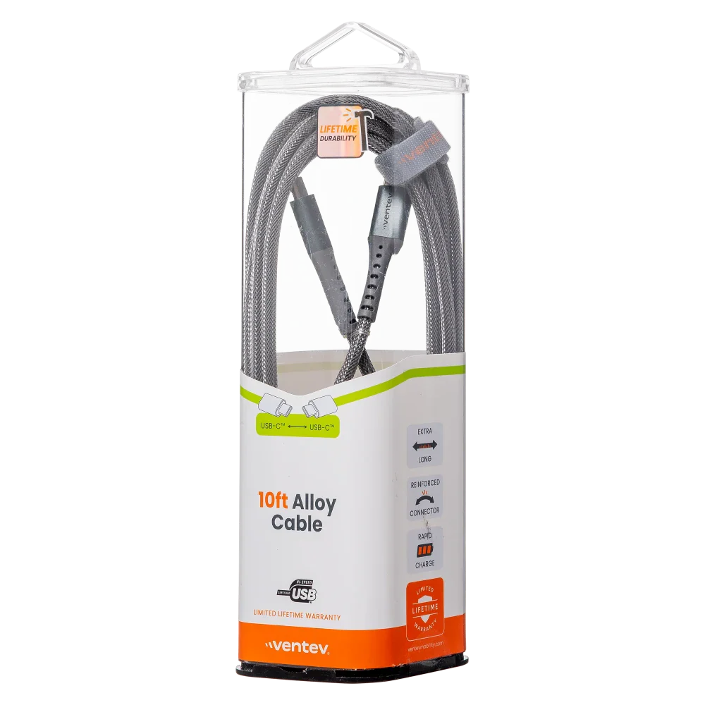 Cable de Aleacion VENTEV USB-C a USB-C 10FT - Acero - Image 4