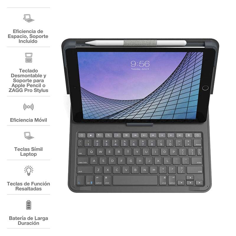 Case con teclado ZAGG para iPad de 10.2 (Gen 7,8 & 9) Gris Oscuro - Image 3
